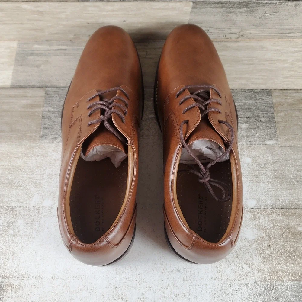 Dockers Fairway Mens Dress Oxford Shoes Sz 12 W Brown Leather Lace Up Plain Toe